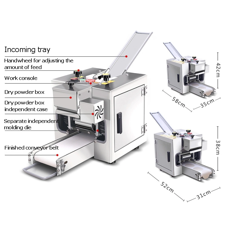 Automatic Dumpling Wrapper Making Machine Wonton Skin Maker Spring Roll Skin Maker Crepe Tortilla Chapati Roti Machine Dumpling Skin Making Machine